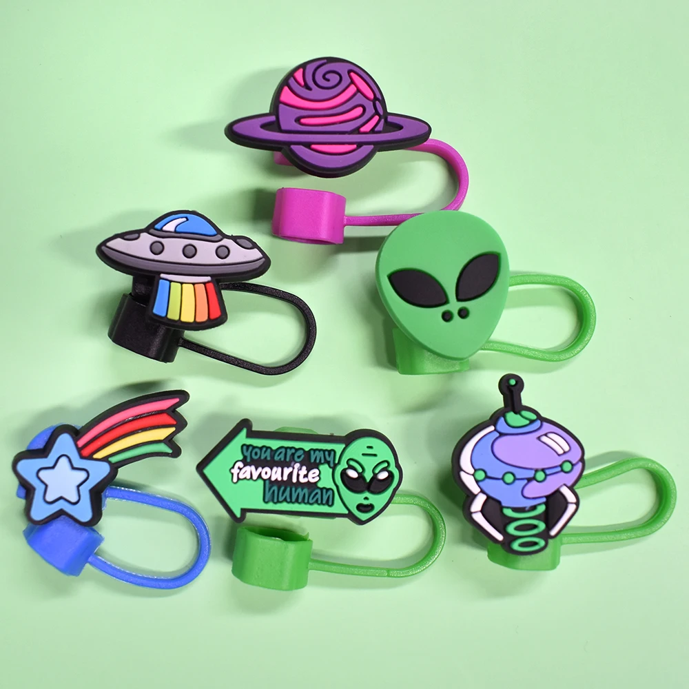 Wholesale Customized Reusable Straw Toppers Cute Cartoon Pvc Straw Covers Charms For Tumbler Decoration