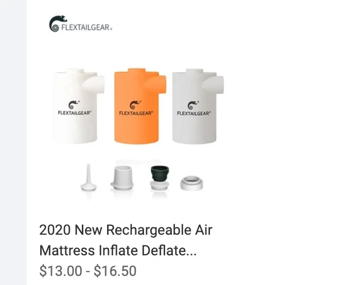 Flextailgear Latest Max Pump portable electric battery air mattress cushion craft pump cheap price