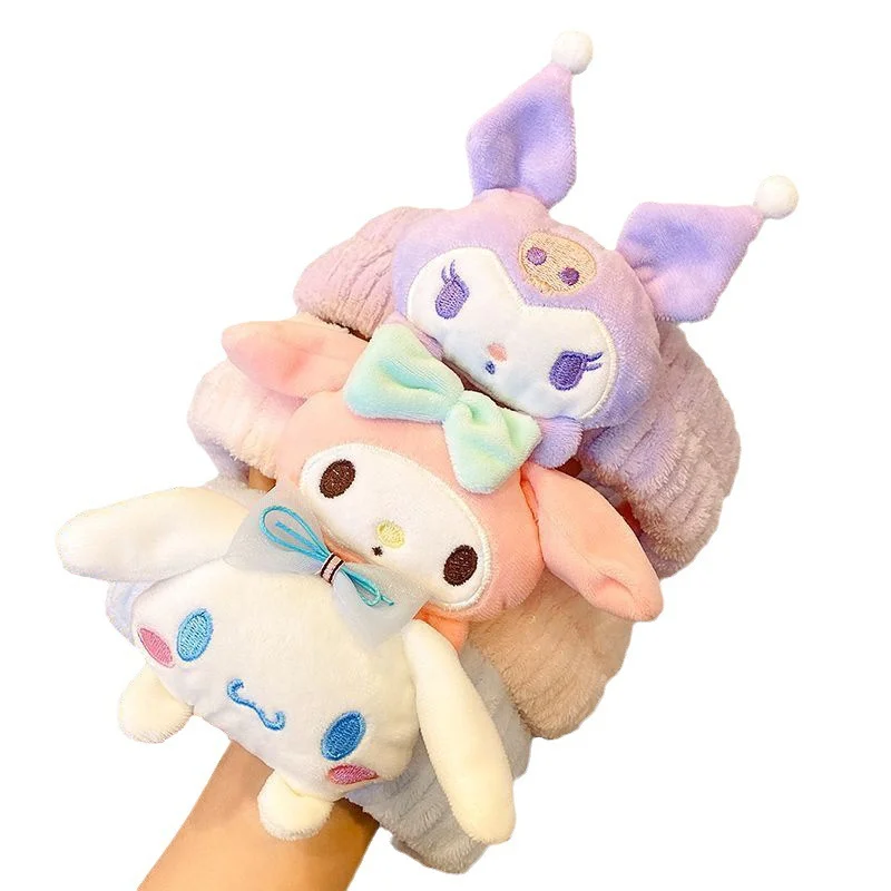 Kawaii Melody Kuromi Plushie бант повязка на голову каваи аниме макияж мыть аксессуары для волос