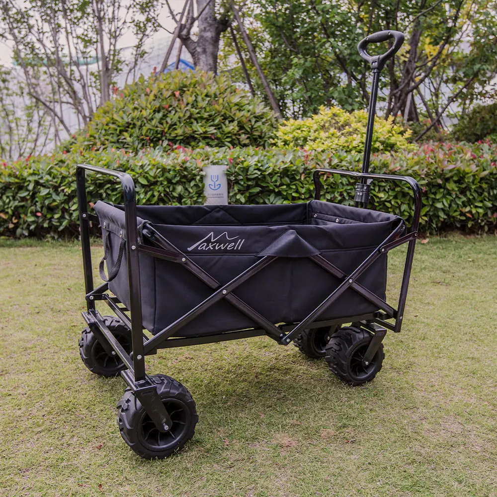 Black Red Adjustable Heavy Duty Collapsible Folding Utility Car Wagon Outdoor Camping Cart Beach Picnic Foldable Camping Wagon