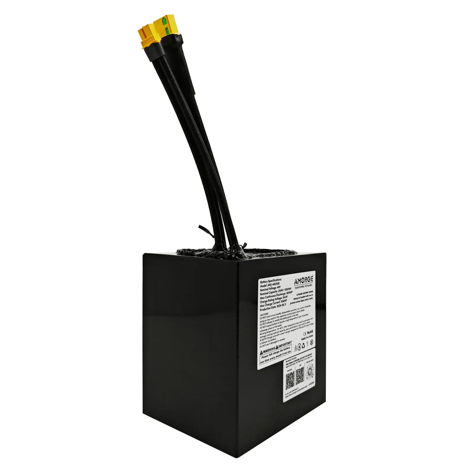 AMORGE 48V 25AH 50AMP литиевая батарея с ANT Bluetooth BMS
