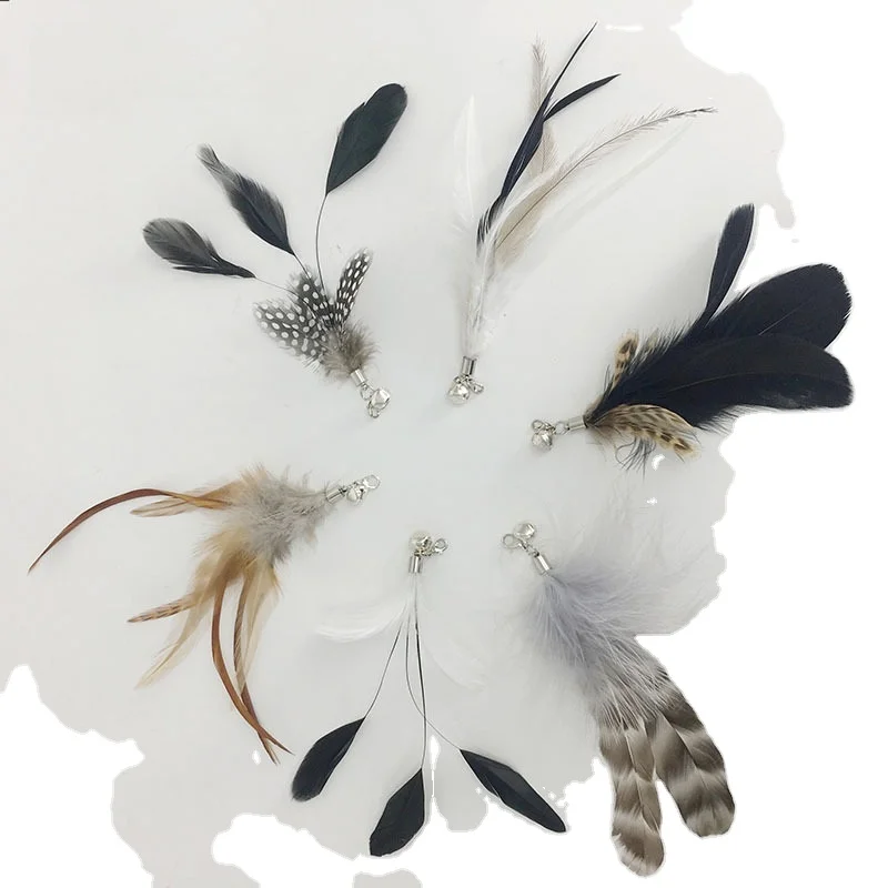 Cats Teaser sticker Soft Turkey feather replacement refill with bell cat toy