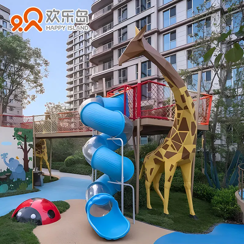 Commercial Kids Indoor Outdoor Playground Accessories Big Plastic Children Tube Spiral Slide For Sale Playground Equipment