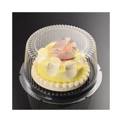 Wholesale Custom PET Biodegradable 8 inch Disposable Clear Food Plastic Container Dome Cheese Cake Packaging Box With Lid Tray