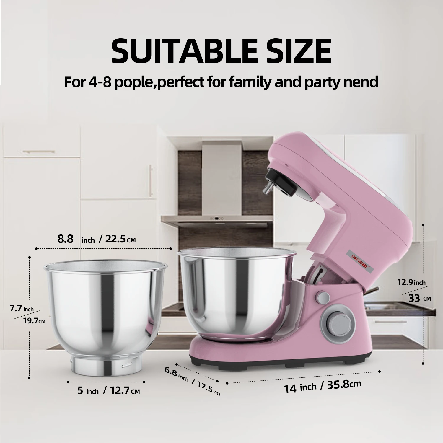 High Quality 1300W Electric Stand Mixer 5L Capacity Dough Maker Plastic Housing Accessories Includes Mixing Bowl Dough Hook