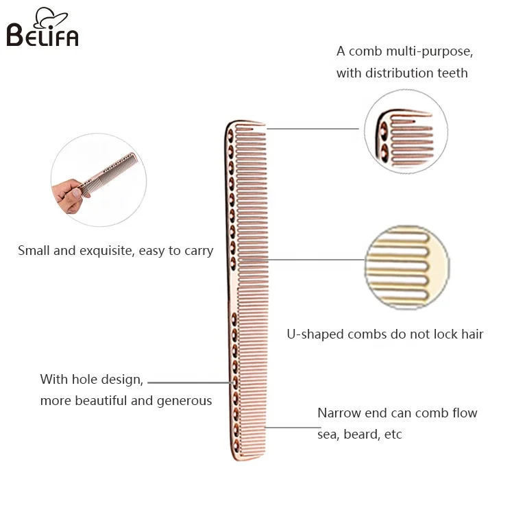 Salon hair styling tools professional hair cutting comb for barber metal space aluminum hair comb