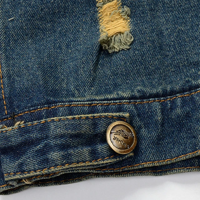 Blue Cowboy Waistcoat Street Wear Washed Sleeveless denim mens utility vest for men