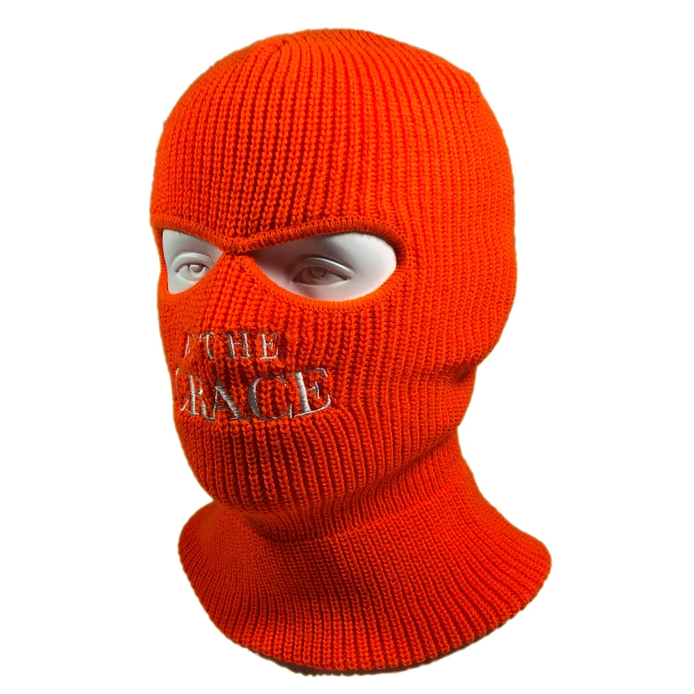 OEM Winter Comfortable Embroidery Logo Designers Custom Balaclava Ski Mask 2 Hole Beanie Hat