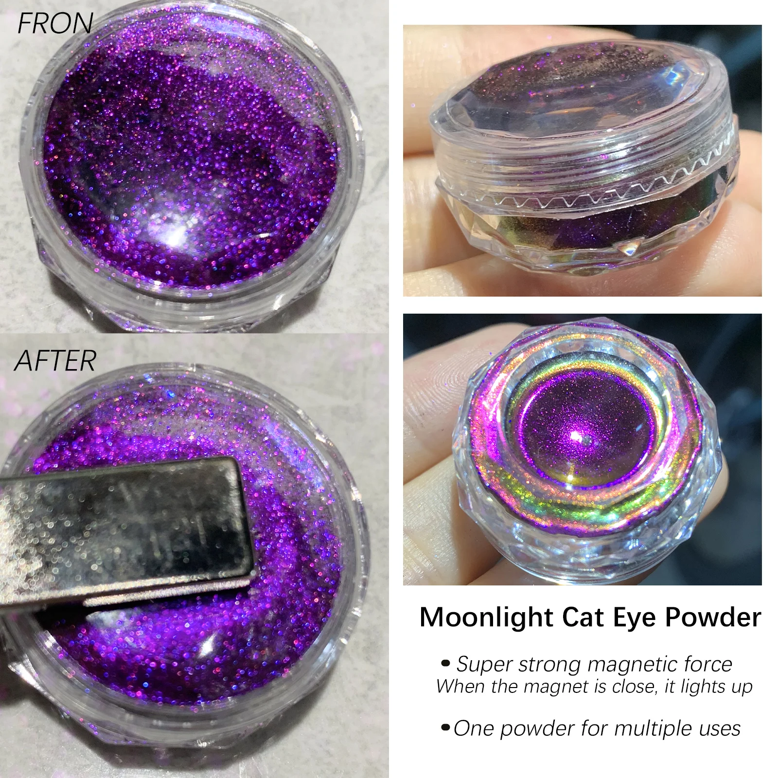 2024 New 12 Colors Moonlight Cat Eye Magnetic Powder 9D Galaxy Effect Cat Eye Magnetic All Nail Decoration Diy Fine Powder