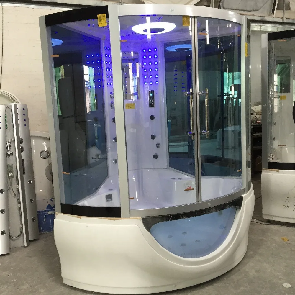 Fan-shaped large-capacity bath cabin shower luxurious wet steaming with overhead spray giant deep tray shower stall