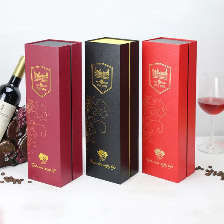 Custom Logo Rigid Cardboard Magnetic Champagne Bottle Paper Wine Whisky Gift Packaging Box