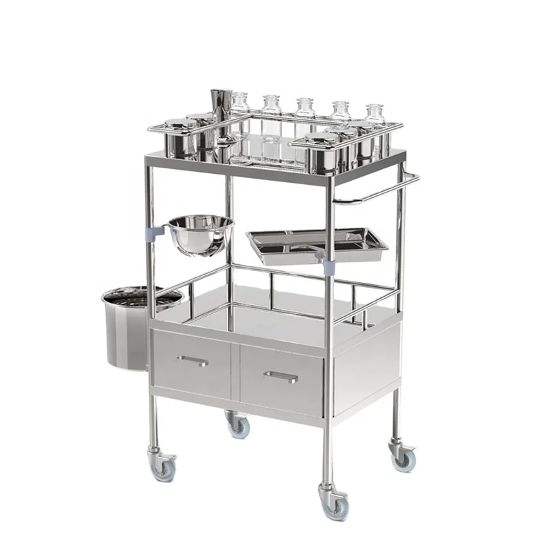 Medical drug trolley factory wholesale low price stainless steel medical nurse trolley