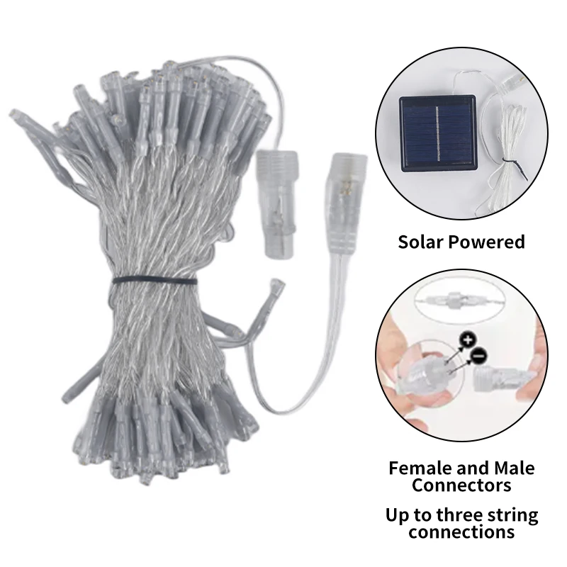 IP44 Waterproof Outdoor Solar Garden String Lights 220V Christmas Party Decorations with 100LED Outdoor Christmas Decorations