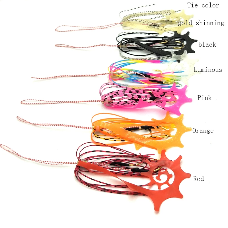 Крючки для морской рыбалки силиконовый резиновый галстук Дракон 13 # двойные крючки ручной работы с бородкой