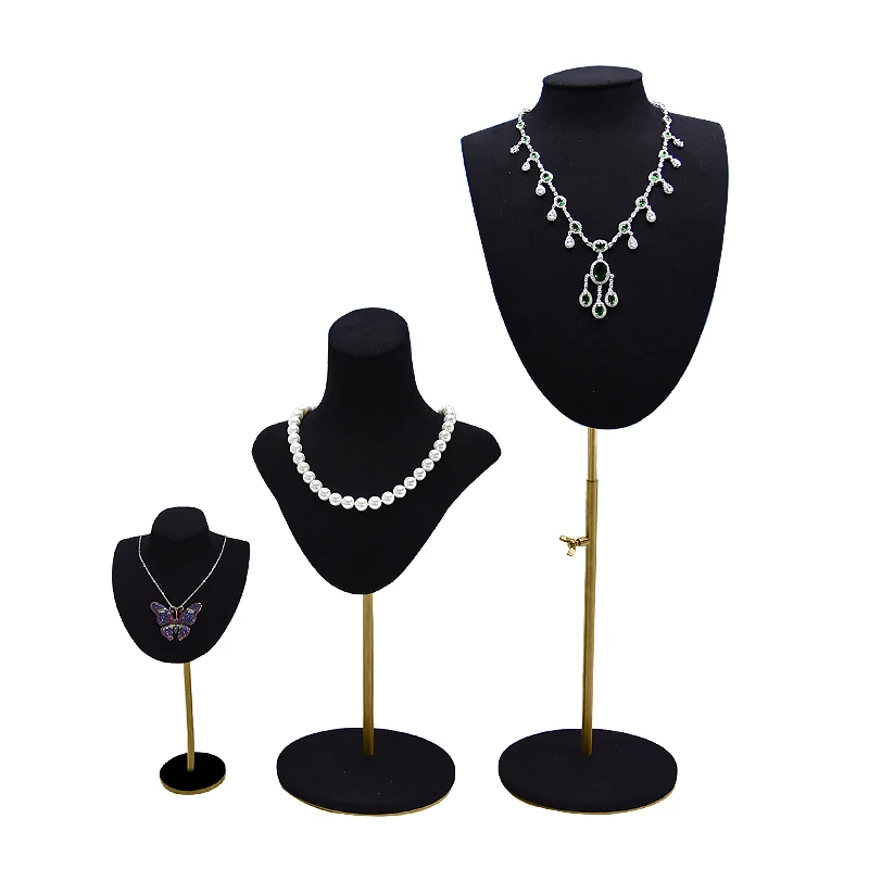 Luxury Mannequin Necklace Stand Holder  Microfiber Jewellery Display Bust necklace jewelry display stand for window showcase