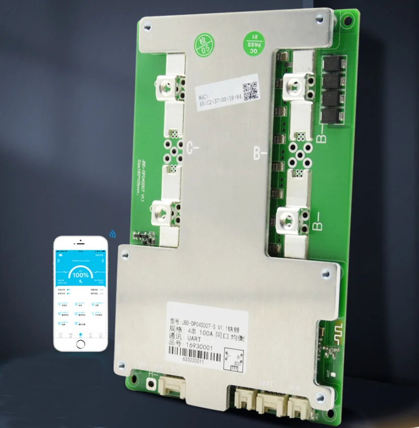 JBD-DP04S007 DP04S007 3S4S 12 В 60A100A120A150A200A интеллектуальное соединение серии bms lifepo4 литий-ионные с функцией нагрева встроенным BT
