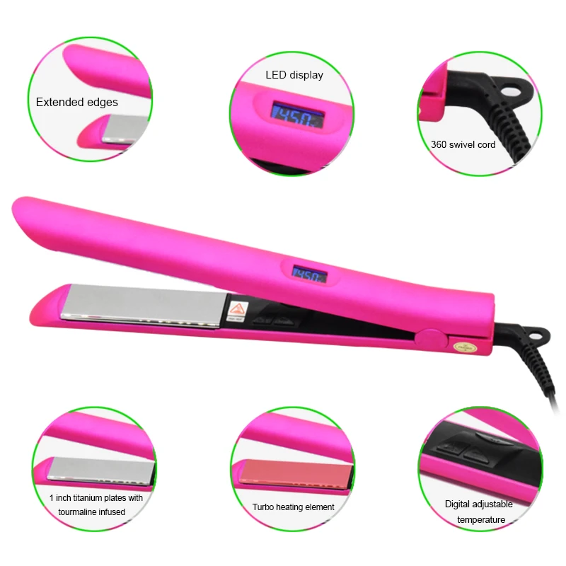 Titanium with tourmaline infused Fastest heat-up and recovery hair straightener curler