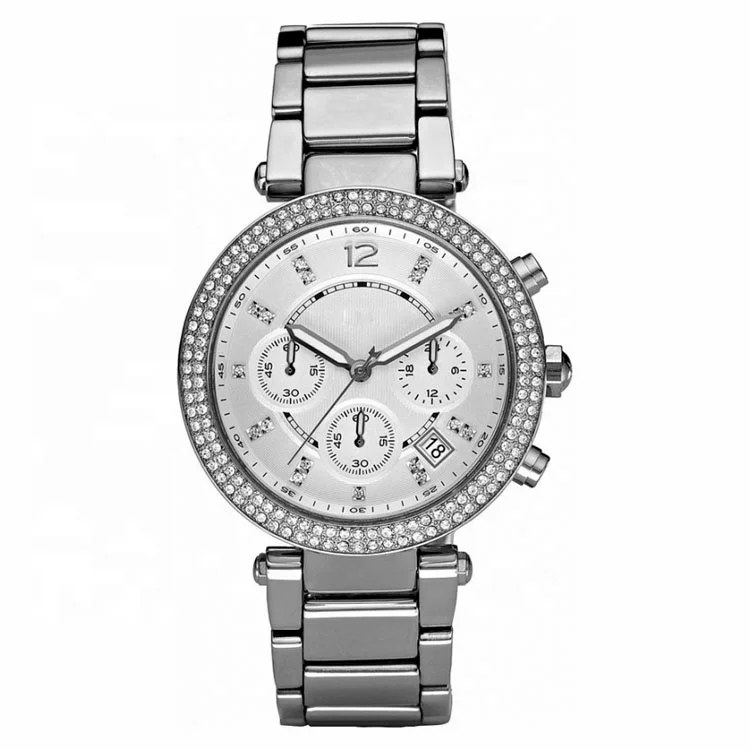 2017 OEM All 22K Gold Chronograph Diamond Bezel Gifts Luxury For Women Wrist Watch