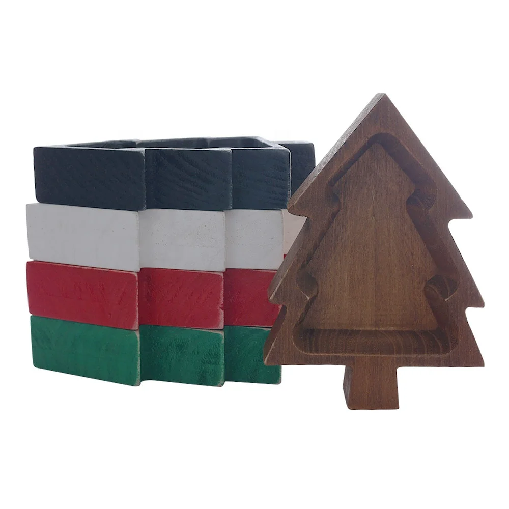 Christmas Trees Shape Wooden Dough Bowls Wholesale  Paulownia Wooden Bowl  for Making Candle Wholesale handcrafted wooden candle