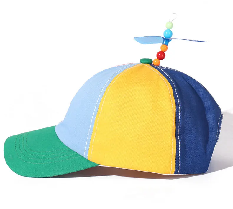 Hot Kids and Adult Helicopter Propeller Baseball Caps Colorful Patchwork Cap Hat Bamboo Dragonfly Parent-child Snapback Caps