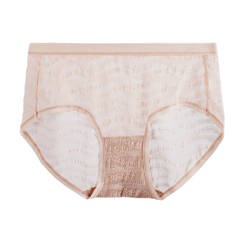 Super Thin Nude Quick Dry Lace Underwear Mid-waist Transparent Mesh Sexy Panties