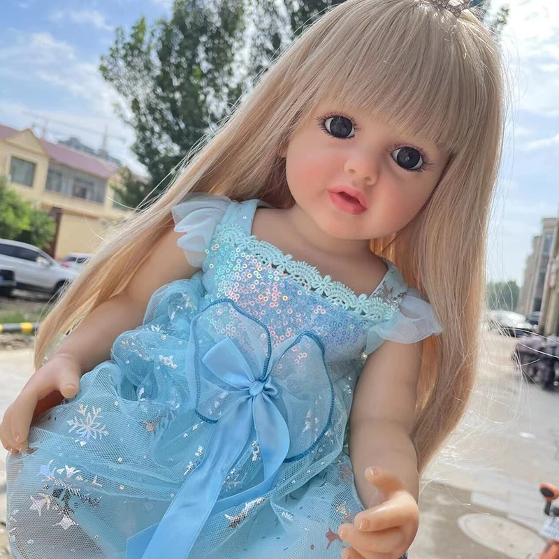 NPK 55CM Soft Touch Princess Lifelike Reborn Baby Doll Full Body Silicone Waterproof Girl RebornToddler Doll