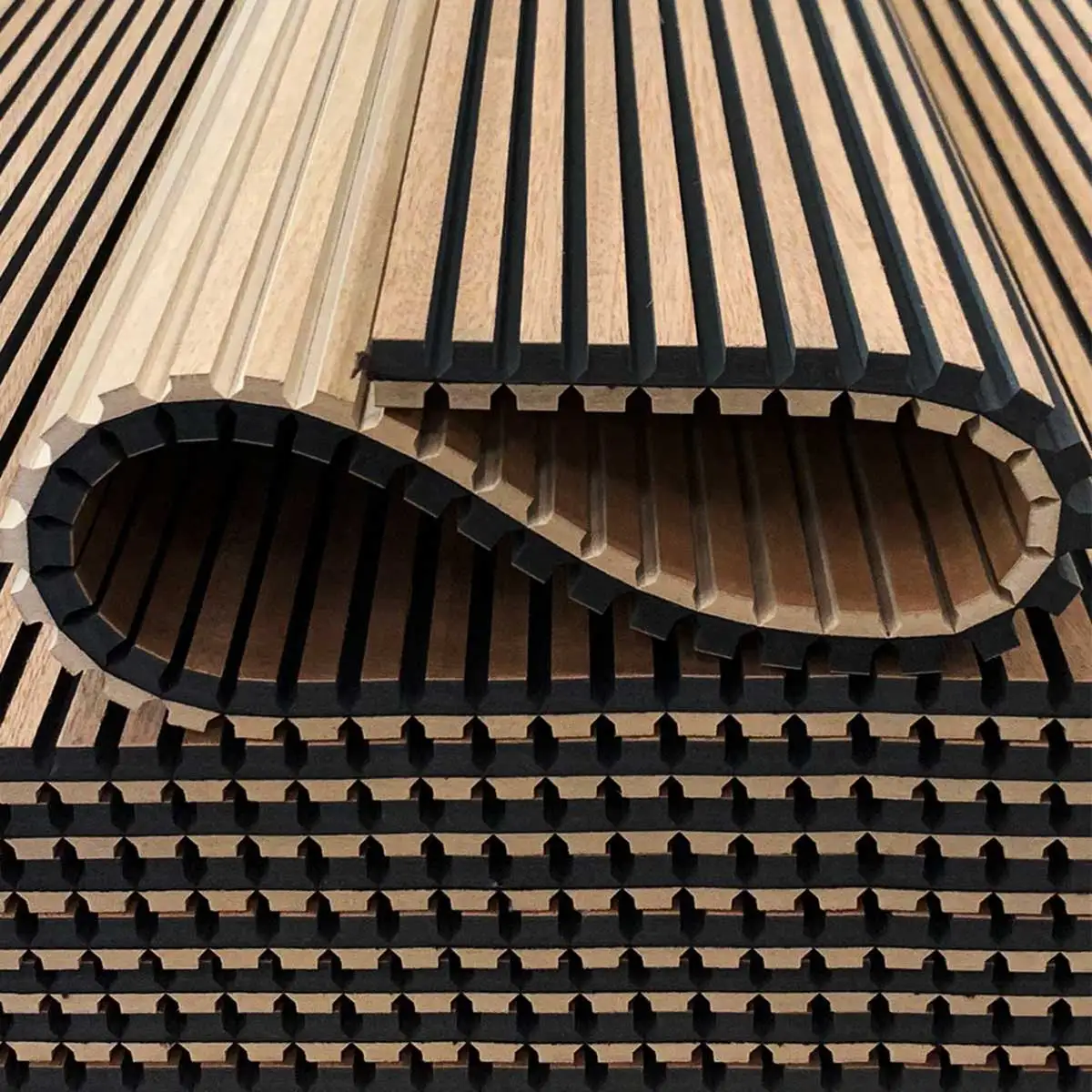 3d Wood Veneer MDF Wave Board Decorative Flexible Curly Bendable Curved Fluted acoustic Wall Panel
