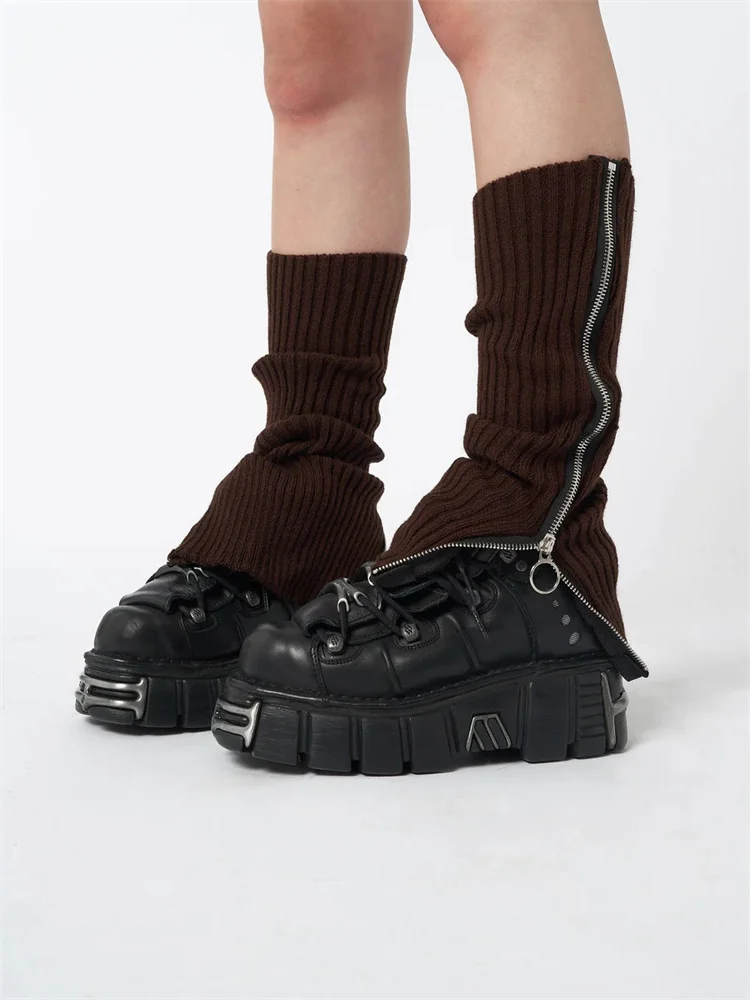 Custom Made Knit Leg Warmers Knitted Warm Foot Cover Ankle Warmer Stylish Zipper Side Leg Warmers