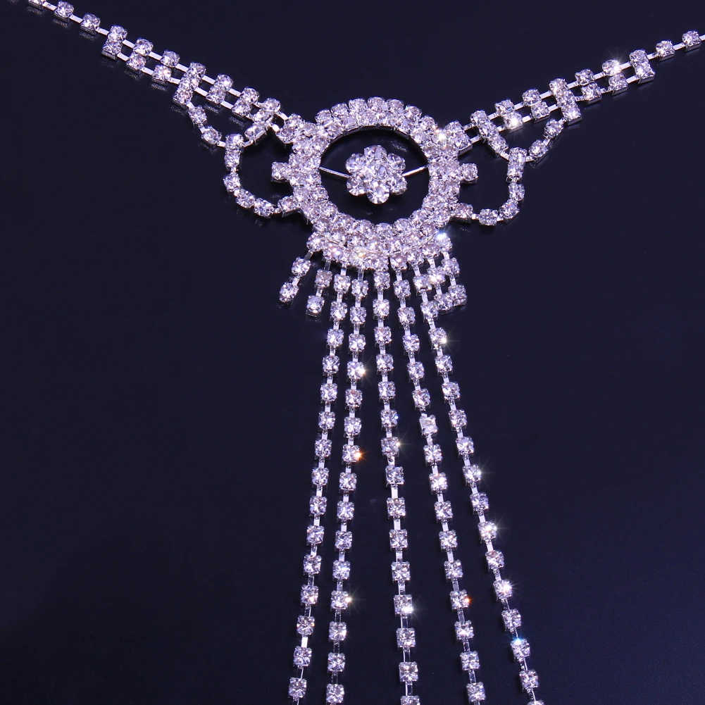  Sexy Rhinestone Nipple Chain Hollow Carved Necklace Octopus Shape Can Extend the Women Body for