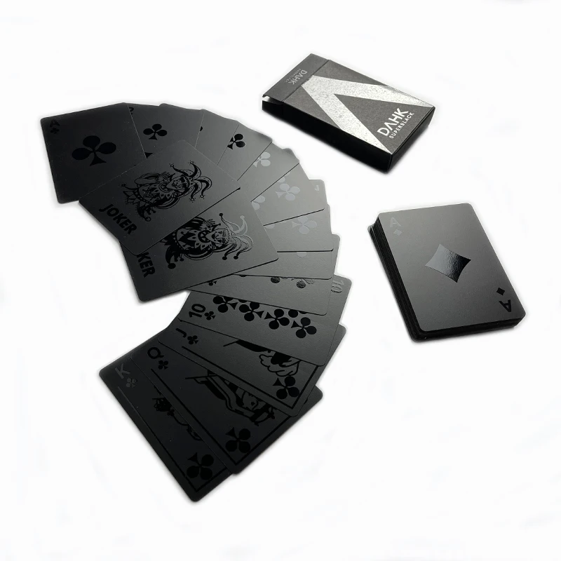 Ready To Ship High Quality Creative Durable Waterproof Smooth PVC Plastic Black Poker Playing Cards For Adult