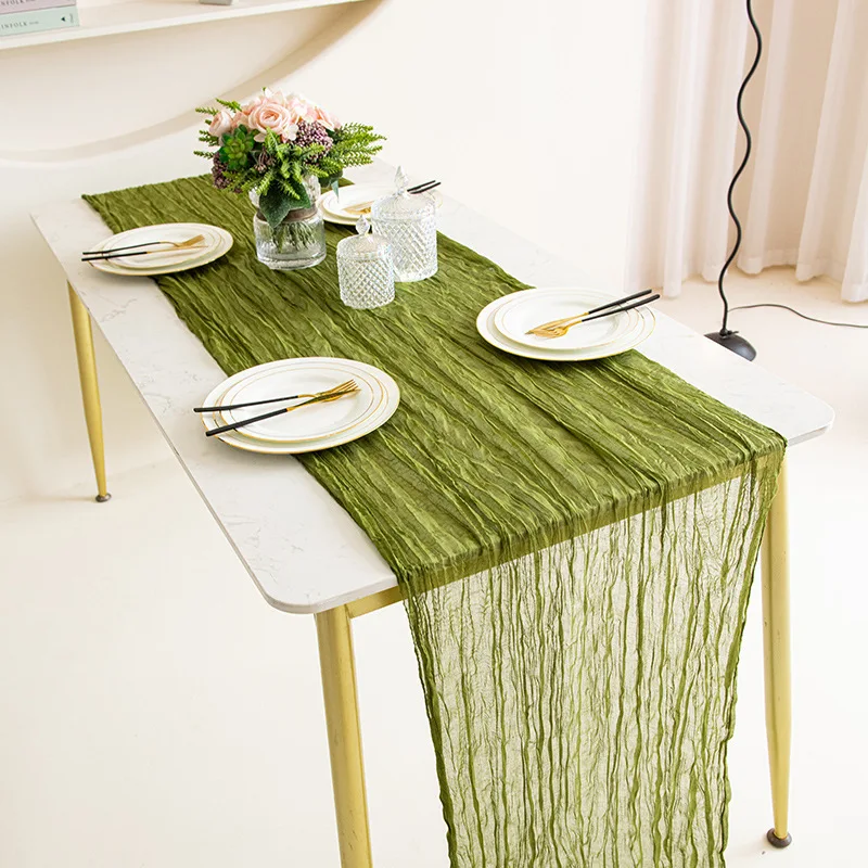 Custom 35*71 Inch Gauze Tablecloth Boho Rustic Decorations for Wedding Holiday Party Decor Cheesecloth Table Runner