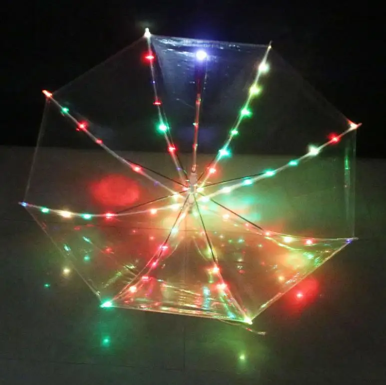 Merchant Direct Sale Hot Selling New Lighting Umbrella Fashion Transparent Led Umbrella With Flashlight