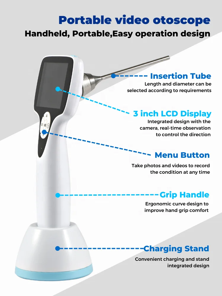 Veterinary Portable Digital Video Otoscope Camera Video Scope Steel Ce Otoscope Prices Medical Led Light Source