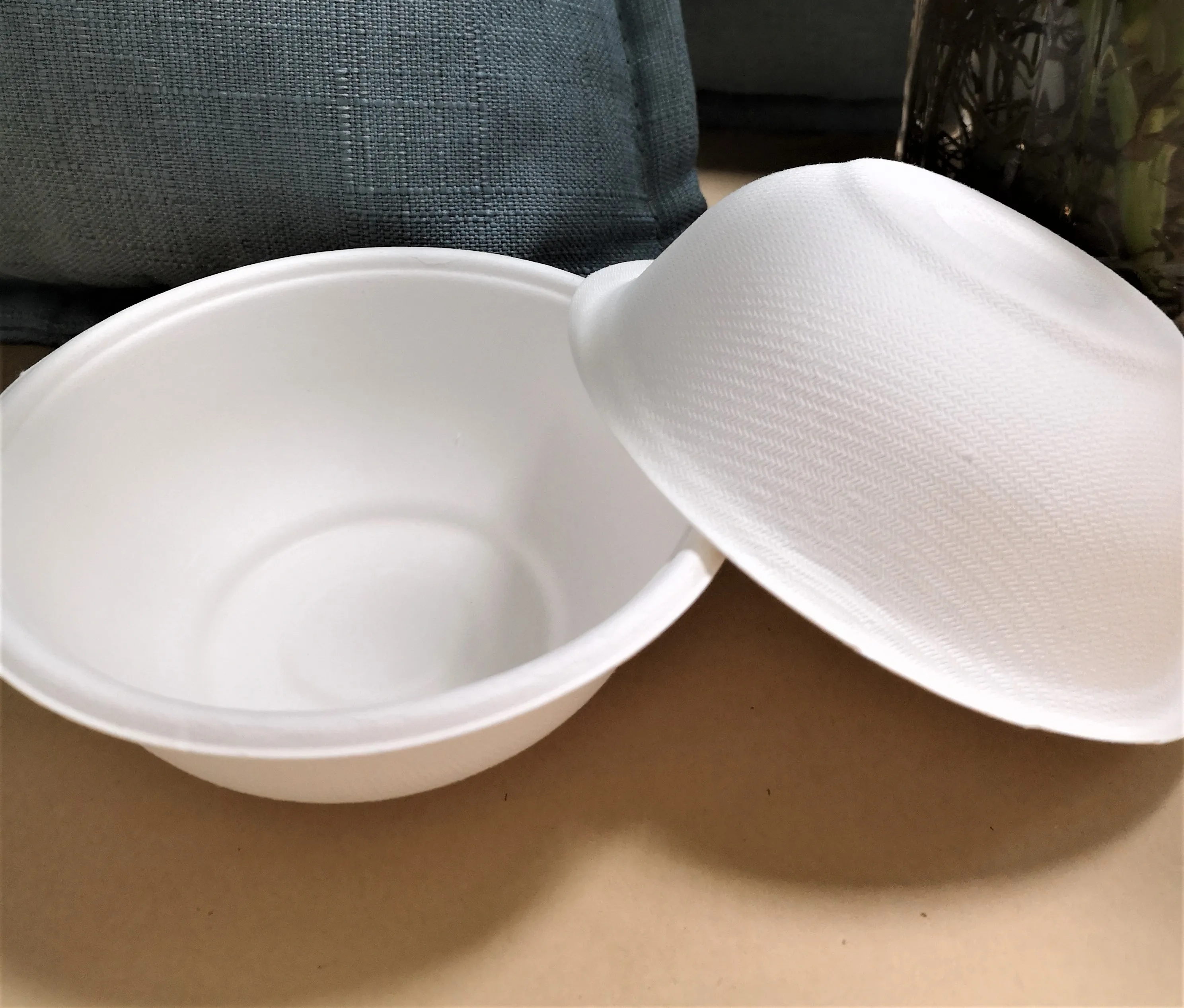 Bio-degradable Round Natural Disposable Sugarcane Bagasse Pulp Fiber Bowl 500ml 750ml Paper Salad Serving Paper Bowl