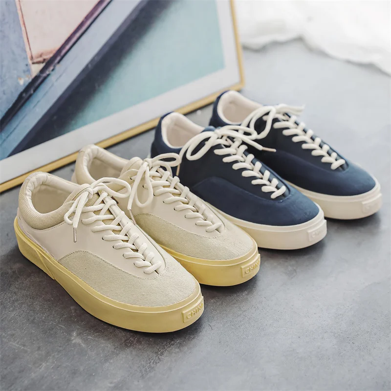 Comfortable Sneakers Man Shoes Sport Outsole Sneakers Trendy Unique Design Solid Color Board Canvas Shoes
