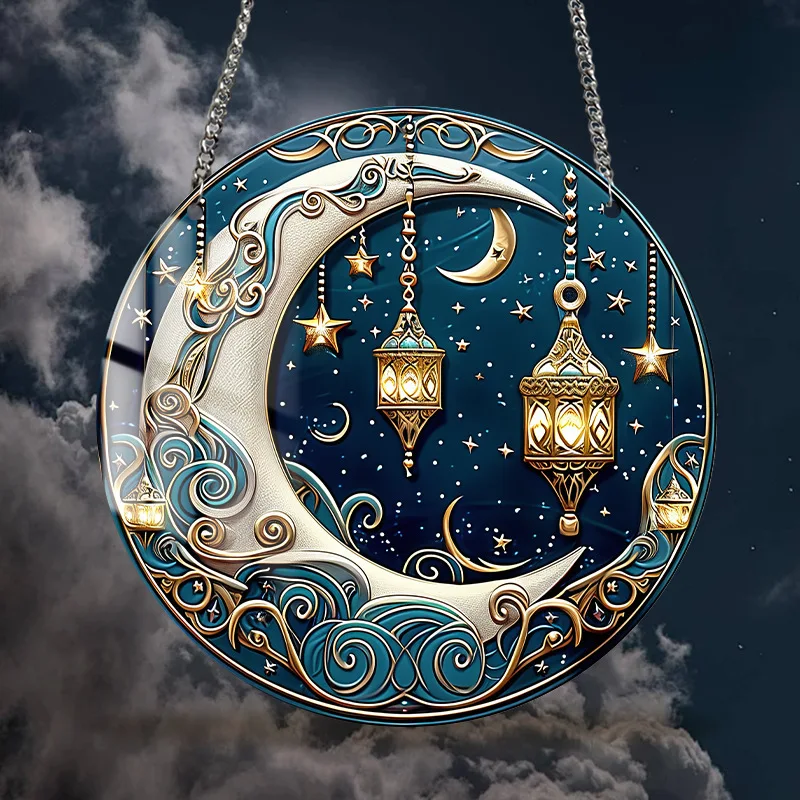 Custom acrylic round decorative pendant retro color custom pattern car home decoration pendant