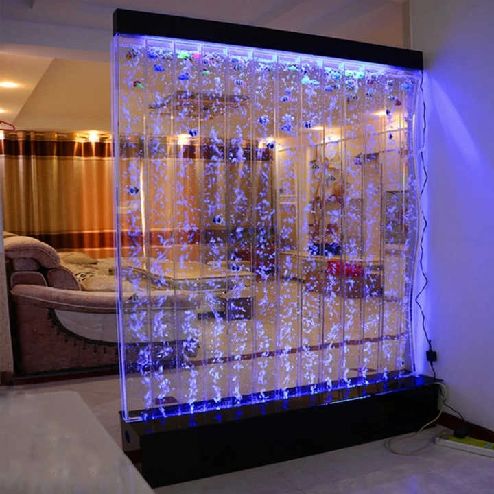 Custom Acrylic Bubble Wall Changeable Colorful Lights Air Bubble Screen Clear Acrylic Water Curtain Fountain