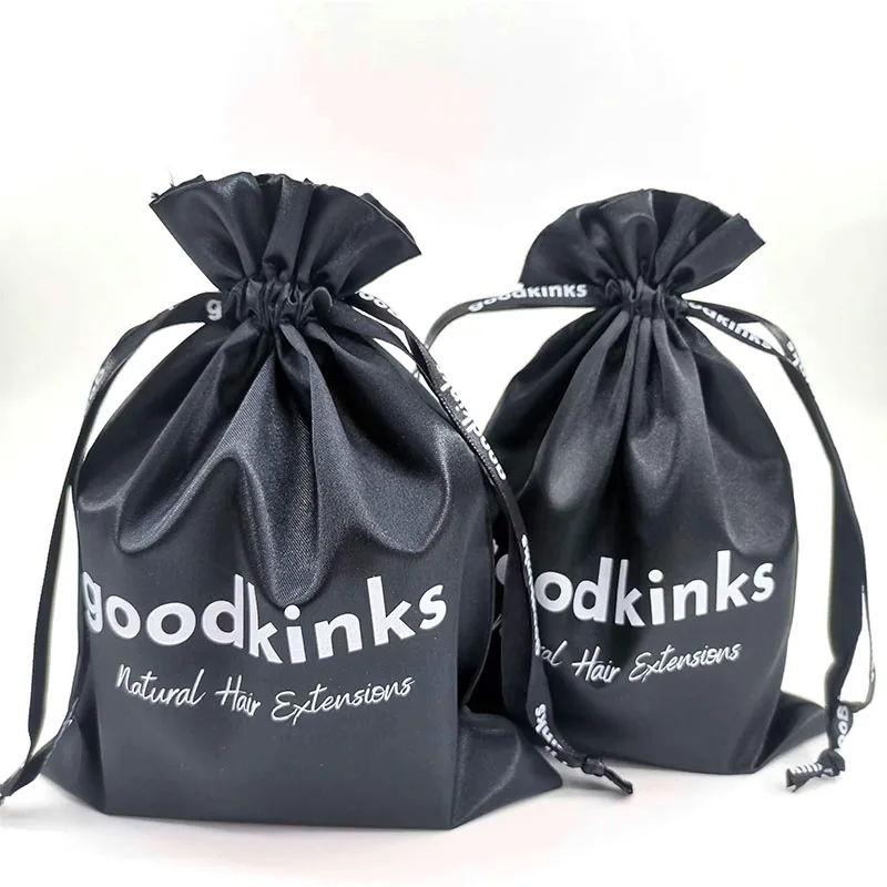 Silk Extension Packaging Satin Hair Bag for Makeup Cosmetics Jewelry Textile Packaging Beauty Products Bag