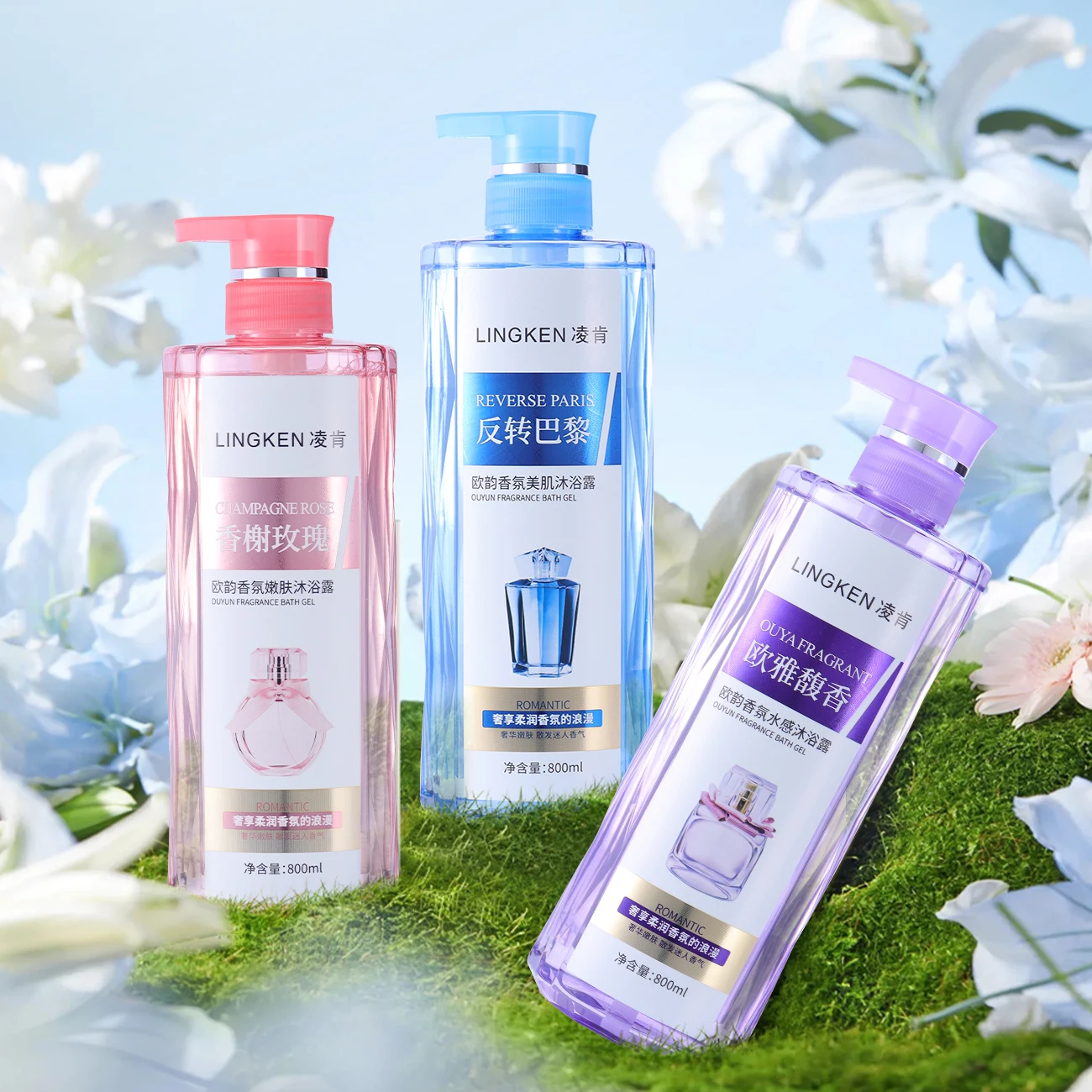 China Shower Gel Manufacturer Wholesale Sakura/Wheat/Lavender Perfume Exfoliating Moisturizing Whitening Shower Gel for Women