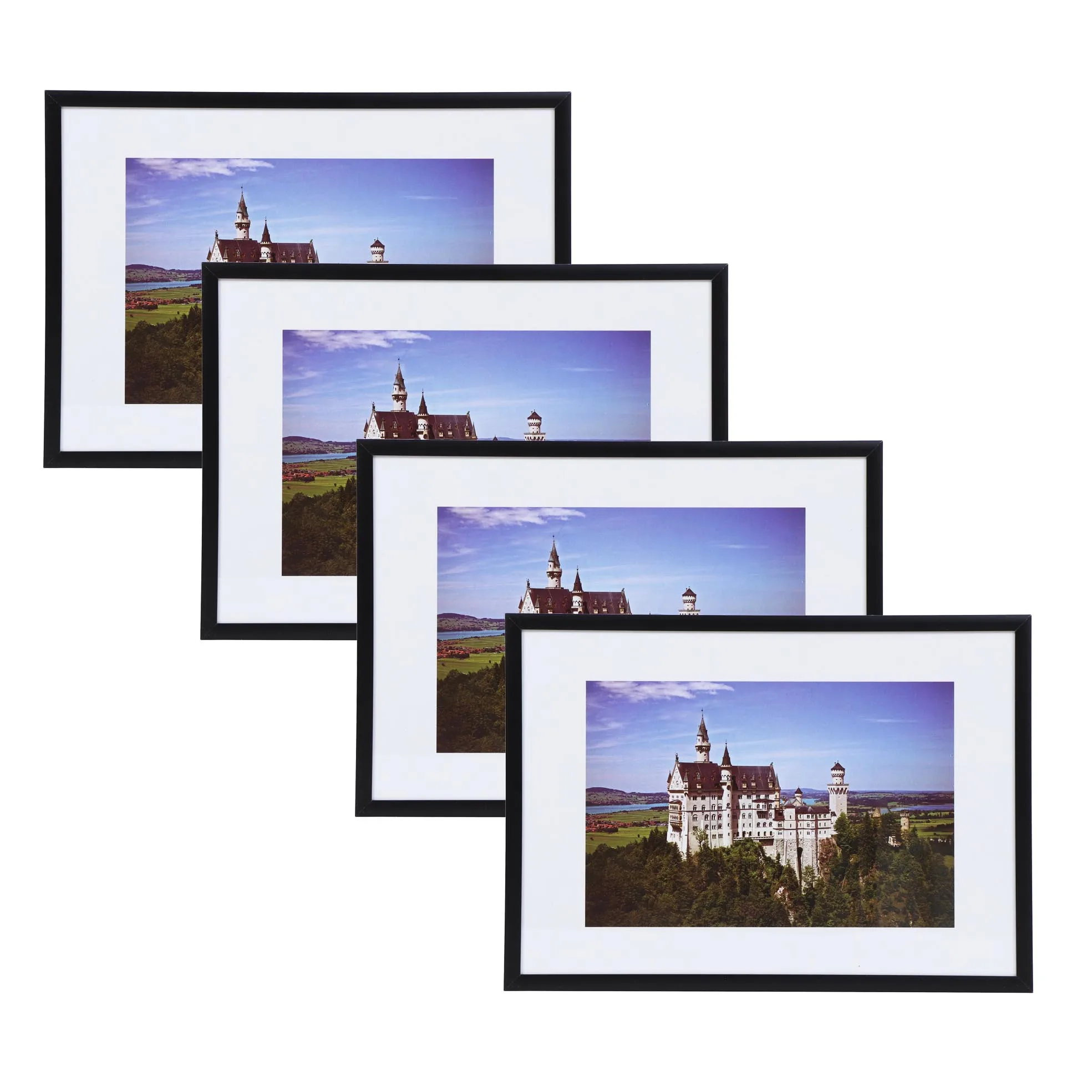 4pcs pack A4 picture frame, Metal photo frame, Black thin gallery frame with plexiglass