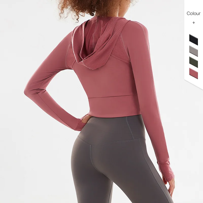 Women Athletic Sport Shirts Long Sleeved Fitness coat Zipper Gym Jacket Workout Sweatshirts