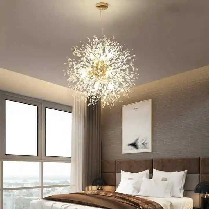 Modern Nordic Decorative Hanging Crystal Bulb Dandelion Living Dining Room clothing store hotel LED Chandeliers Pendant Lights