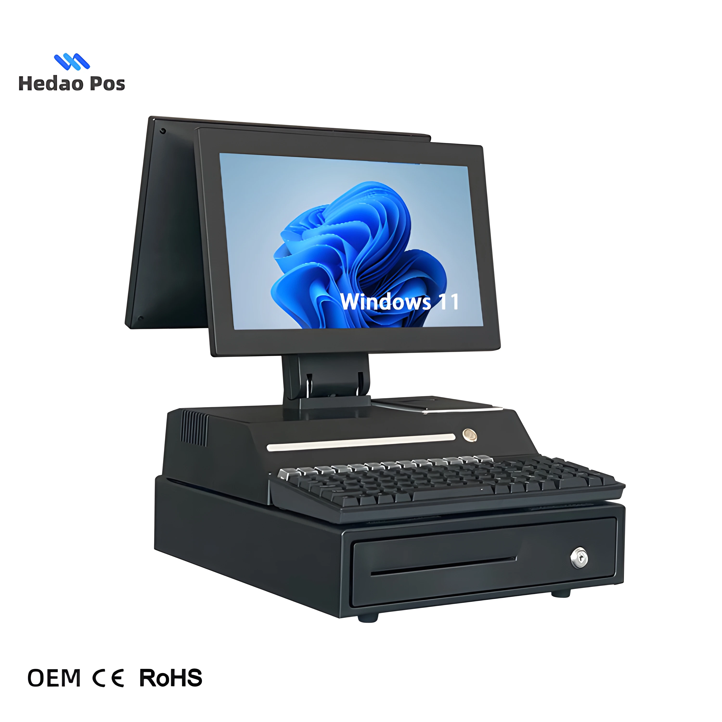 Complete Desktop POS System Solution All-in-One Cash Payment Machine with Printer Customer Display Cash Drawer Point Sale