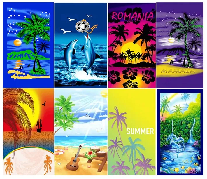 Customized Microfiber Towel Summer Quick Dry Custom Sublimation Printed Sand Bath Towels Personalized Beach Towel