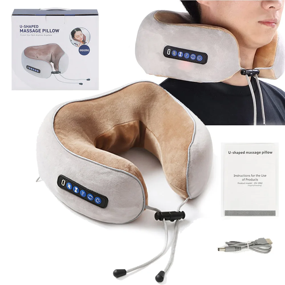 Professional Manufacture Cheap Neck Massager Multi-gear Adjustable Electric Vibrator Infrared Soft U-shaped Massage Pillow Neck