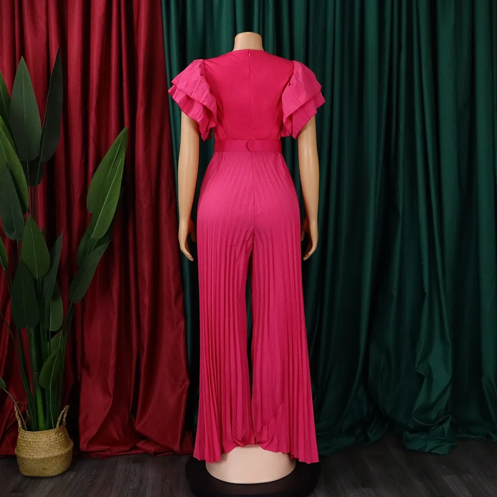 Wholesale Africa Plus size Chiffon Fold Shirts Ruffles Jumpsuits Culotte Large skirt