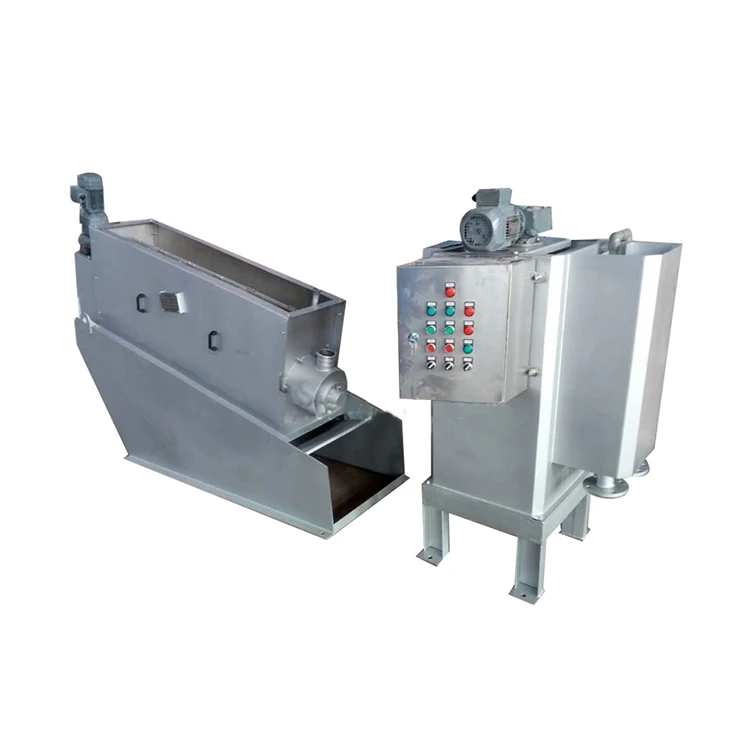 Waste water treatment machine with screw press sludge dehydrator