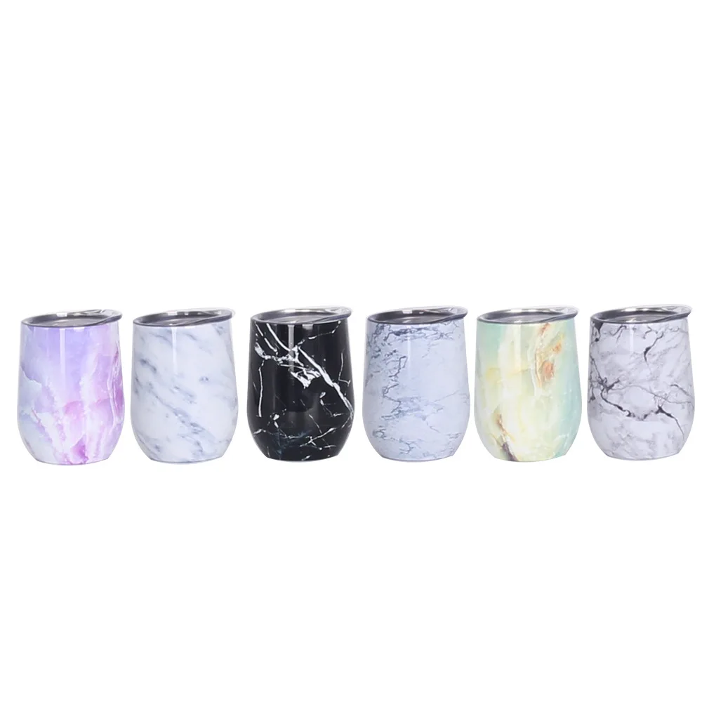 Ready To Ship 12oz Double Wall Stainless Steel Marble Wine Tumbler