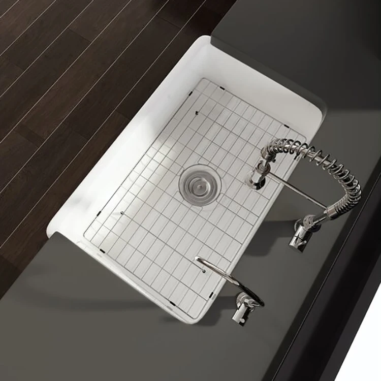 American hot sale porcelain kitchen cabinets basin white handmade ceramic farmhouse sink for home