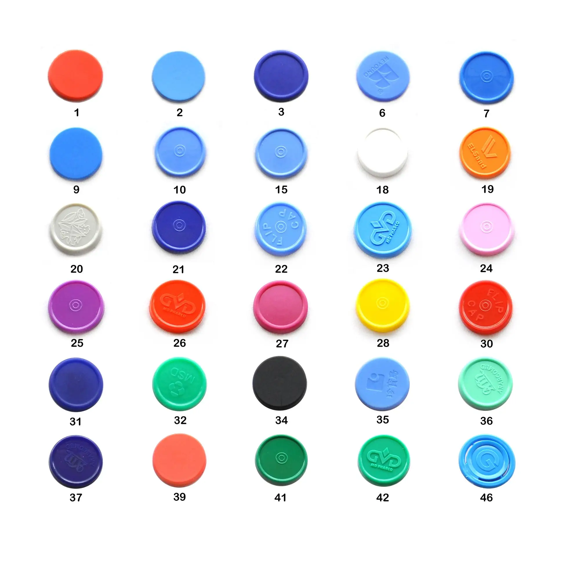 Aluminum Plastic Multi flip off caps for vials